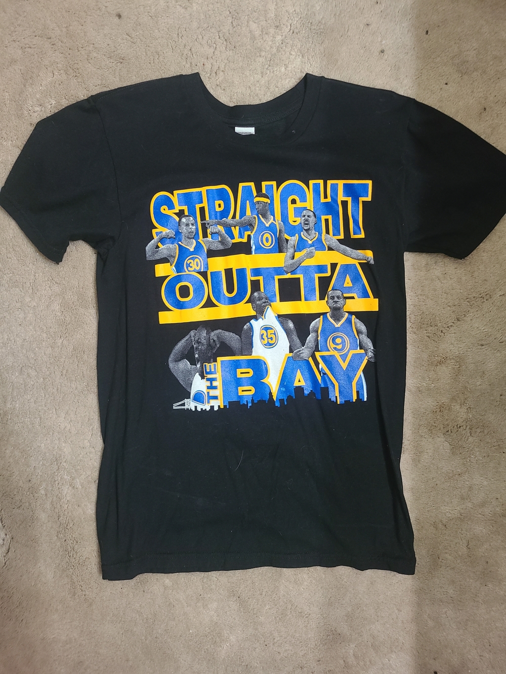 Straight Outta The Bay Black Graphic Tee - Blue & Yellow